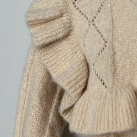 Chelsea & Violet Baby Sweater 12M | Tan Ruffle Knit - Picture 11 of 12